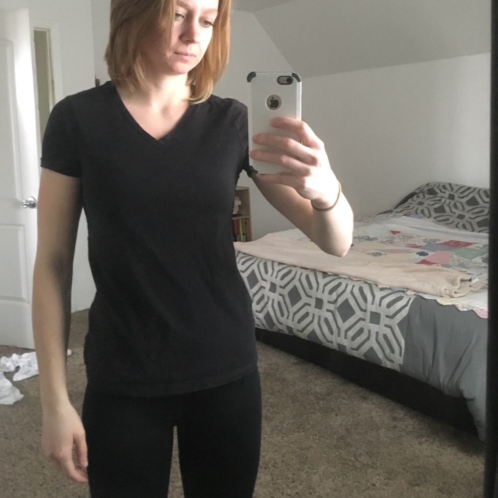 Black V-neck T-shirt